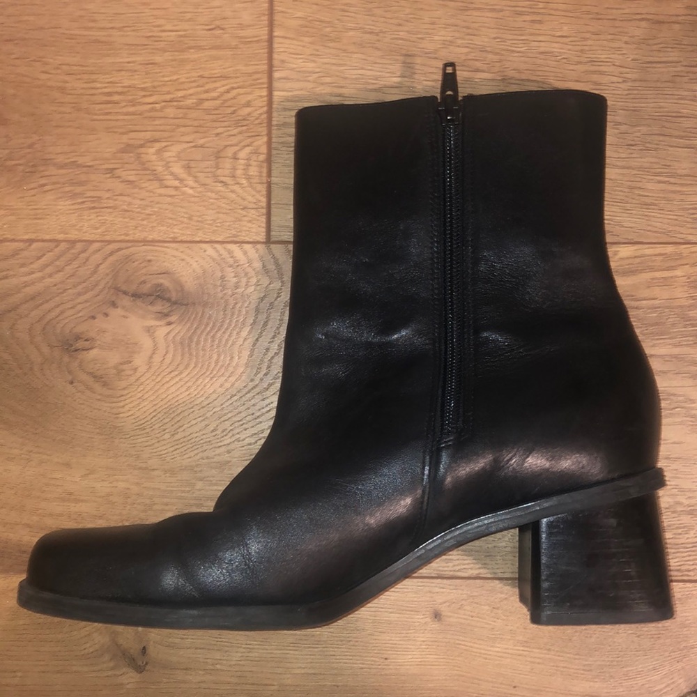Leather Short Boot Square Toe